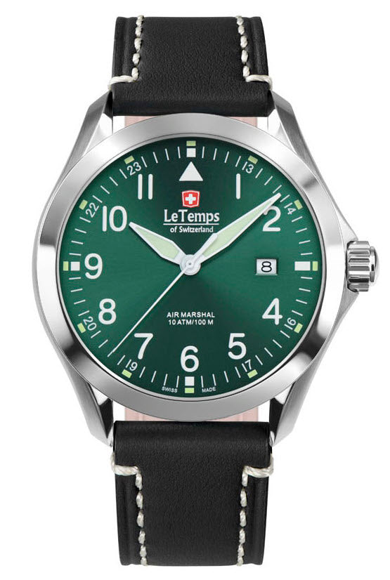 Le Temps Air Marshal verde cuero negro 43mm