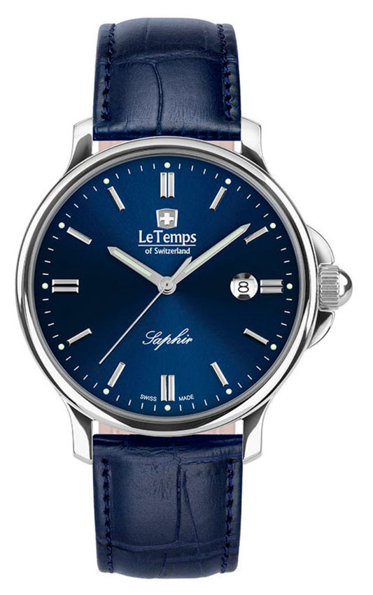 Le Temps Zafira Gent plateado cuero azul 41mm