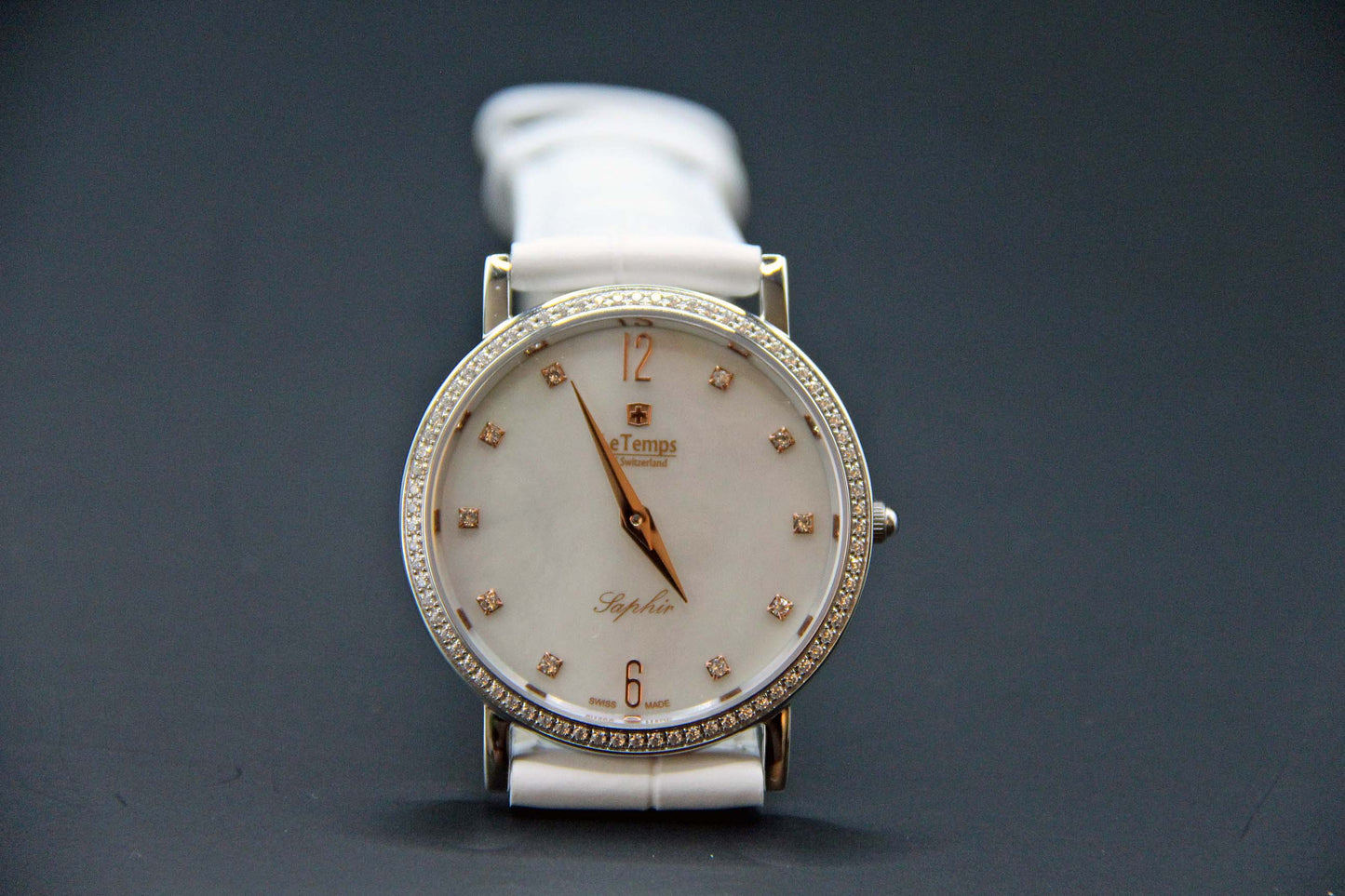 Le Temps Zafira Slim Swarovski Saphir blanco 34mm