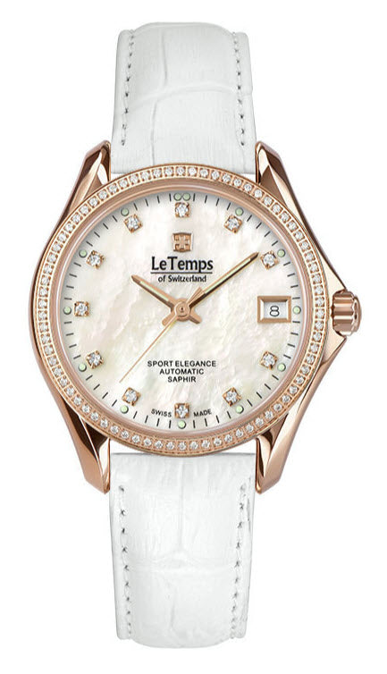 Le Temps Automático Sport Elegance Lady Swarovski cuero blanco