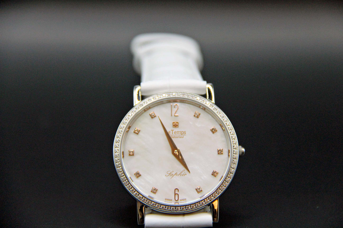 Le Temps Zafira Slim Swarovski Saphir blanco 34mm