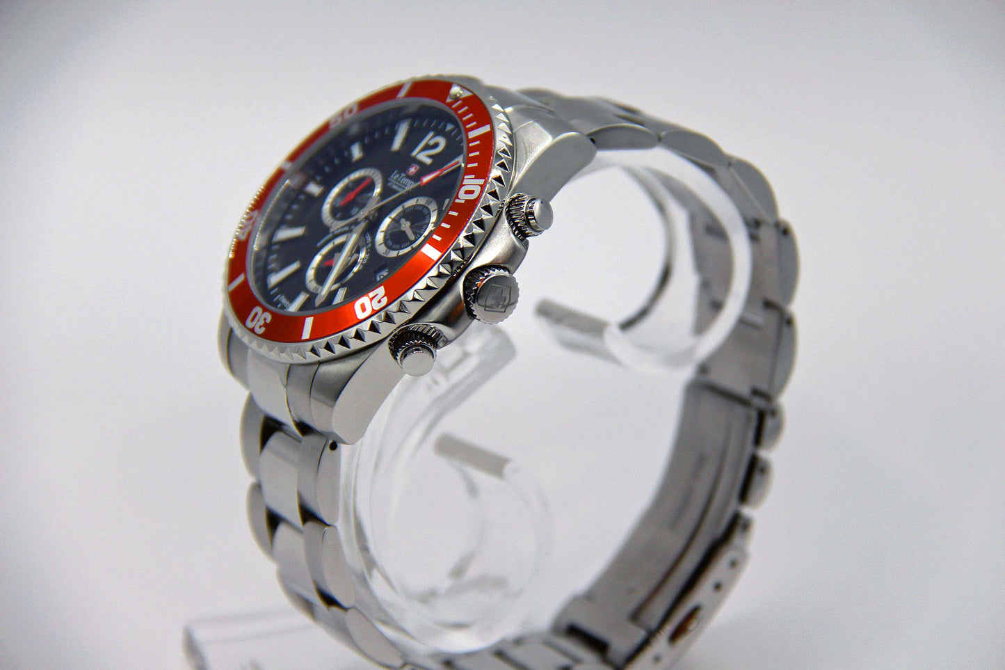 Le Temps Swiss Naval Patrol Diver 300m Cronógrafo naranja 316l 43mm