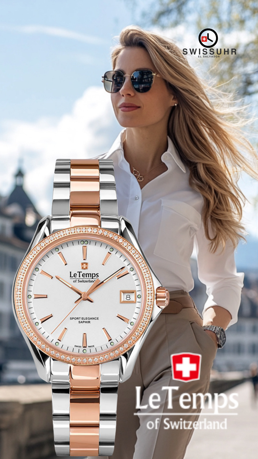 Le Temps Lady Sport Elegance Saphir color plata/oro PVD 316L 33mm