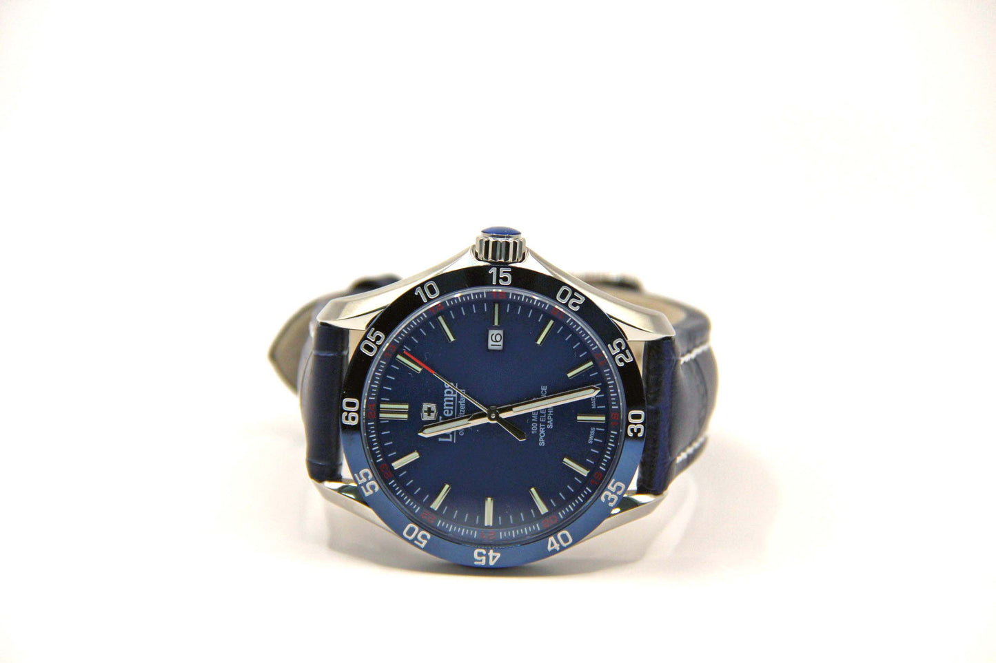 Le Temps Sport Elegance Gent cuero azul oscuro 316L 43mm