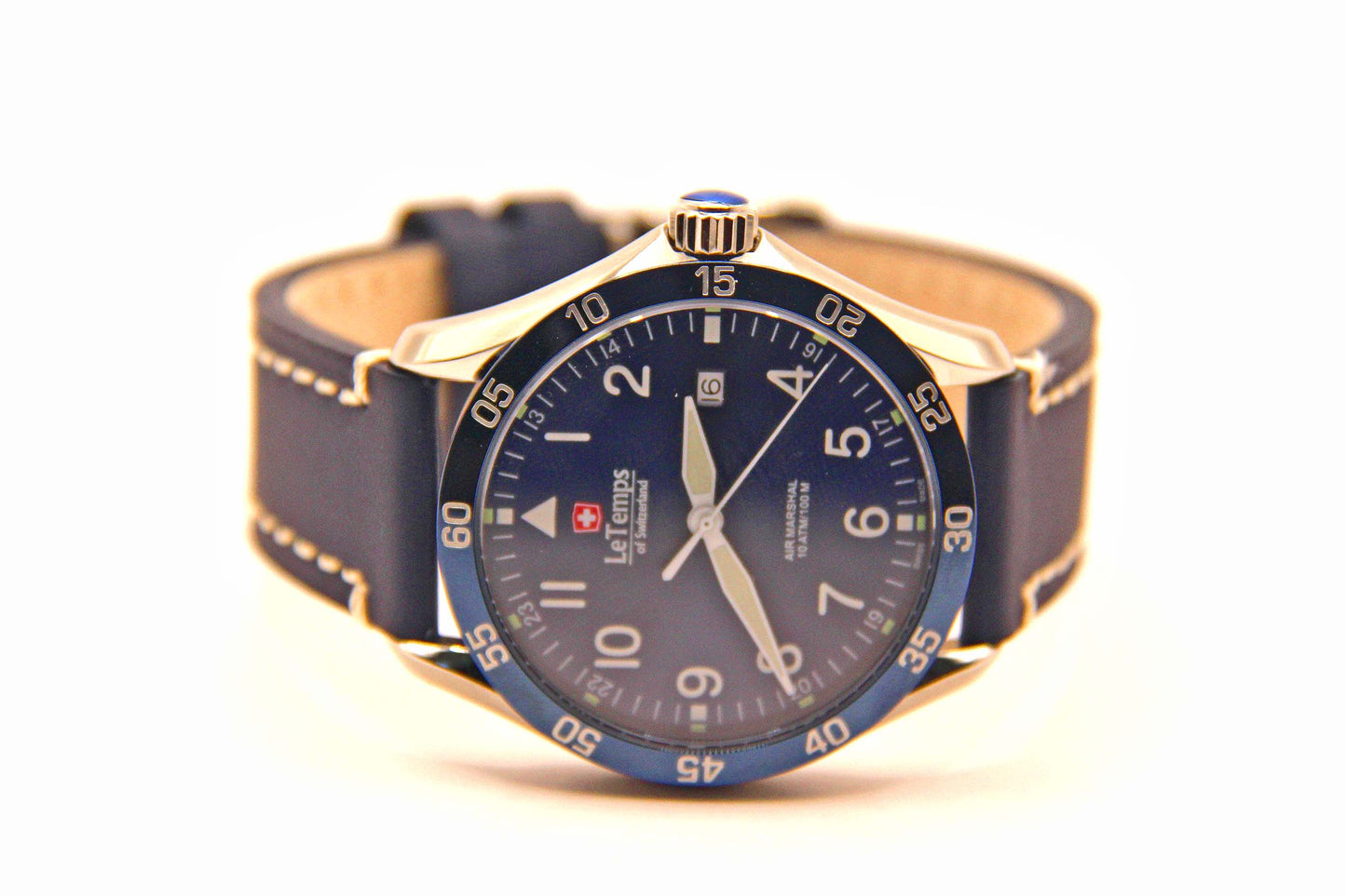 Le Temps Air Marshal azul cuero azul 43mm