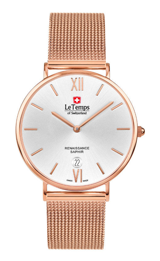 Le Temps  Renaissance Saphir color oro rosa PVD 38mm