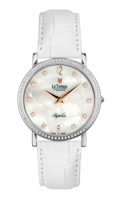 Le Temps Zafira Slim Swarovski Saphir blanco 34mm