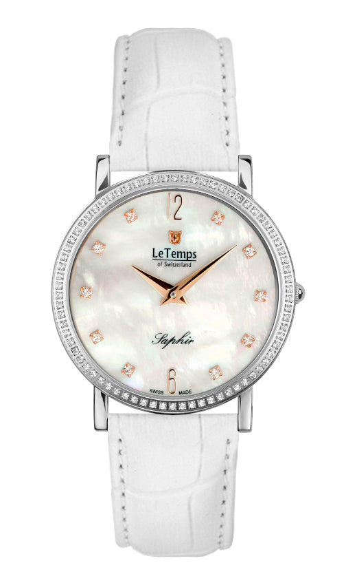 Le Temps Zafira Slim Swarovski Saphir blanco 34mm